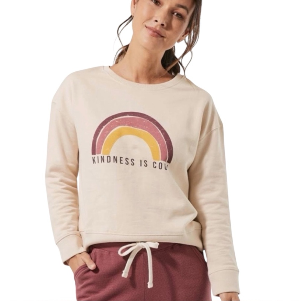 Women's Cream Graphic Crewneck Sweatshirt - Kindness Is Cool